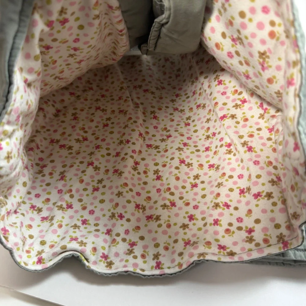 Toddler Girls Olive Green Floral Embroidered Utility Field Jacket Size 24M